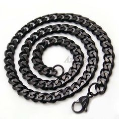 Black Chain Link Jewelry With Lobster Clasp, Black Stainless Steel Chain Necklace With Adjustable Chain, Black Chain Link Necklace, Black Stainless Steel Chain Link Necklace, Black Chain Link Necklace With Adjustable Chain, Black Necklace With Adjustable Chain, Black Stainless Steel Necklace With Lobster Clasp, Black Stainless Steel Chain Necklace With Lobster Clasp, Black Curb Chain Necklace Gift