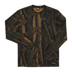 Brand New With Tags Fall Camouflage Crew Neck T-shirt, Fall Camouflage T-shirt With Crew Neck, Winter Camouflage Crew Neck Tops, Camouflage Crew Neck Tops For Winter, Fall Camouflage Tops With Graphic Print, Camouflage T-shirt For Fall, Brown Relaxed Fit Top For Outdoor, Camouflage Graphic Print Tops For Outdoor, Fall Camouflage Cotton Tops