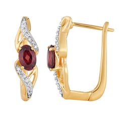 Achieve a look that's uniquely you whenever you wear this beautiful pair of 10k gold garnet and diamond earrings. EARRING DETAILSLength: 18.80 mmBackings: latch backMetal: 10k goldFinish: polishedPackaging: boxedSTONE DETAILSStone type: garnetTotal weight: 1 1/5 ct.Center stone size: 6 mm x 4 mmShape: ovalSetting: prongDIAMOND DETAILSTotal weight: 1/10 ct.Color grade: I-JClarity: I2-I3Shape: roundSetting: prongGemstones may have been treated to enhance their appearance. Special care may be requi Dresses Formal Elegant, Leggings Fashion, 10k Gold, Garnet, Jewelry Earrings Dangle, Diamond Earrings, Gold Bracelet, Dangle Earrings, Bangles