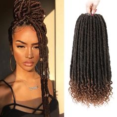 PRICES MAY VARY. 💕【Goddess Locs Hair Material】: 100% Handmade by professional braid stylists. no frizz, no chemicals, shedding free, tangle free, curly crochet hair extension for black women. 💕【Size & Color】: 24 inches long,1B-30,70g/pack, 20 Roots/pack, 6 packs/lot, Normal this is enough hair to complete you install. 💕【Goddess Locs Crochet Hair Advantages】: Made with 100% high quality low temperature hot water setting synthetic fiber, super soft and silky, itch free, shedding free, no chemic Crochet Hair Patterns For Locs, Crochet Long Curly Hair, Crochet No Leave Out, Straight Faux Locs, Crochet Locs Hair, Faux Locs Curly Ends, Black Women Crochet, Soft Faux Locs, Curly Faux Locs Crochet