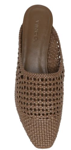 Handwoven leather in braided, basket and rattan-style weaves creates a summery look to complement the all-day comfort of this seasonal-staple mule. Exquisitely hand-woven flat mules in a supple leather. True to size Block heel, 0.5" Almond toe Slip-on style Leather lining and sole Leather: Sheepskin Hand-woven, basket-weave leather upper Lightly padded leather footbed Leather sole with rubber patch Imported Store display! All items were purchased from a retail store and may show signs of having Chic Brown Woven Sandals, Casual Woven Leather Mules With Flat Heel, Casual Woven Mules In Natural Color, Casual Woven Flat Mules, Casual Flat Woven Mules, Casual Woven Natural Color Mules, Casual Natural Woven Mules, Spring Woven Leather Mules In Natural Color, Flat Woven Leather Mules For Spring