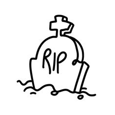 a black and white drawing of a grave with the word rip in it's center