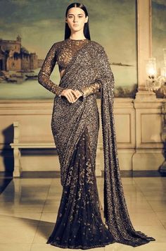 Latest Saree Trends, Sabyasachi Lehenga, Sequin Saree, Lehenga Saree, Brown Coffee