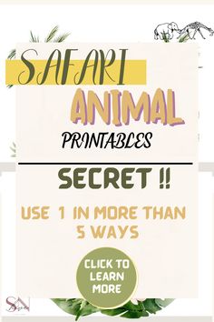 an animal printable is shown with the words safari animals and secrets in it