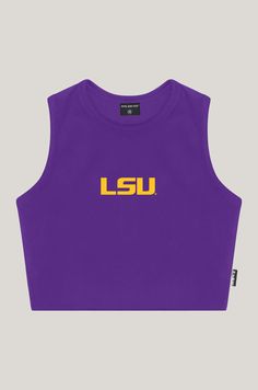 Soft fitted cotton ribbed crew neck tank top in white with cut off hem. About the fabric: 100% Cotton Runs true to size P.S. We'd love to see you repping this style! Don't forget to tag us to be featured ♡ Lsu Tailgate Outfit, Trendy College Outfits, Lsu Gameday, Lsu Outfits, Gameday Fits, Gameday Fashion, Lsu Game, Vinyl Logo, Bday List