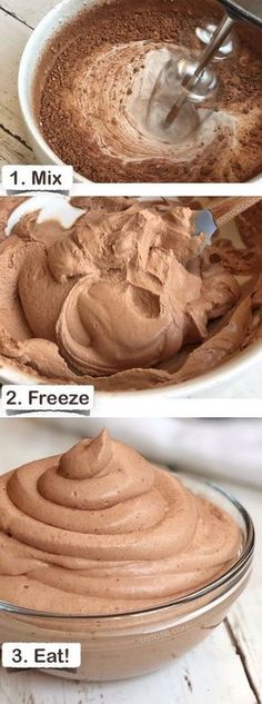 the steps to make chocolate frosting in a bowl