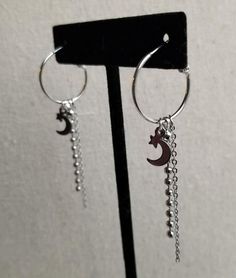 Cute Small Hoop Earrings For Pierced Ears, Cute Nickel-free Metal Hoop Earrings, Trendy Small Hoop Earrings With Dangling Charms, Cute Sterling Silver Hoop Earrings For Pierced Ears, Cute Dangle Nickel-free Hoop Earrings, Cute Dangle Hoop Earrings, Suga Min Yoongi, Moon Chain, Funny And Relatable