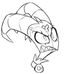 a drawing of a cartoon character with sharp teeth