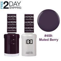 DND Soak Off Gel & Lacquer Duo Set #459 Muted Berry, is a high gloss shine that lasts for up to 3 weeks with no chipping or peeling and soaks completely off in 10 to 15 minutes. DND set is applied faster, feels thinner, and last longer than any other gel available. Forget base coats, bond-aids, and primers. DND delivers a fast two-step professional system that is unique from any other on the market. Fused with essential vitamins, DND makes nail stronger, healthier, as well as stunning for weeks! Dnd Muted Berry, Dnd Gel Nail Polish, Nail Polish Box, Nail Polish Colors Winter, Dark Purple Nails, Berry Nails, Winter Nail Polish, Plum Nails, Shellac Colors