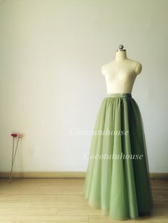 Olive Green Soft Tulle Skirt /Olive green Women by CocoTutuhouse Green Tulle Maxi Skirt For Summer, Summer Green Tulle Maxi Skirt, Green Full-skirt Wedding Dress, Elegant Green Tulle Skirt, Green Long Dress With Ruffled Skirt, Green Full Length Lined Maxi Skirt, Full Length Lined Green Maxi Skirt, Green Full-length Lined Maxi Skirt, Green Tulle Long Maxi Skirt