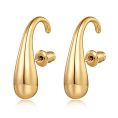 PRICES MAY VARY. Gold Waterdrop Hoop Earrings : These timeless earrings feature a teardrop inspired design and perfectly pair with your favorite outfits.Simple, minimalist, perfect for everyday and lightweight wear!In a high-shine finish, these delicate hanging earrings are a simple yet elegant everyday fashion statement. Size:0.98*0.39'' ; weight: 0.08oz Exquisite Design: This unique teardrop earrings are very delicate and elegant.They are perfect for as a gift or for a special occasion. Any-Oc Timeless Earrings, Outfits Simple, Chunky Gold Hoop Earrings, Droplet Earrings, Medium Hoop Earrings, Hoop Earrings Style, Hanging Earrings, Surprise Gift, Jewelry Earrings Hoops