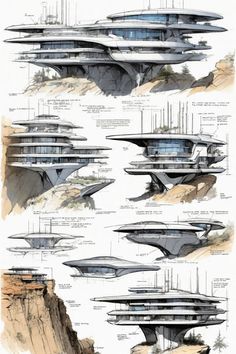 an architectural drawing shows the various parts of a building that is being built on top of a