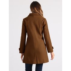 With a classic silhouette, this coat will be your go-to must-have piece for the cold season. It features long sleeves with buttons at the cuffs, and the mid-thigh length hem drapes beautifully over a variety of different looks. No matter what look you slip it over, this textured winter coat adds a layer of warmth and finishes the refined, elegant look. Classic A-line Outerwear With Buttons, Fitted A-line Fall Outerwear, Classic A-line Fall Outerwear, Classic Brown Solid Color Outerwear, Single Breasted A-line Outerwear For Work, A-line Outerwear With Button Closure, Solid A-line Outerwear For Fall, Formal A-line Outerwear For Fall, Formal A-line Fall Outerwear