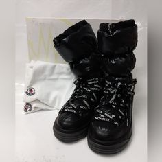 Preowned Moncler Women's Insolux High Puffer Cold Weather Boots Size 36 Moncler Women, Cold Weather Boots, Weather Boots, Winter Rain, Rain Boots, Cold Weather, Puffer, Black White, Women Shoes