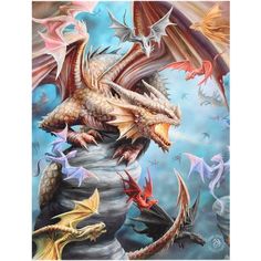 9.8 Anne Stokes Canvas Print - Dragon Clan - Magick Magick.com Dragons Aesthetic, Anne Stokes Art, Powerful Dragon, Dragon Family, Art Dragon, Anne Stokes, Dragon Artwork Fantasy, Dragon Artwork, 1000 Piece Jigsaw Puzzles