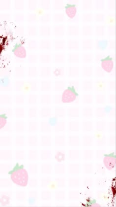 a pink background with strawberries on it