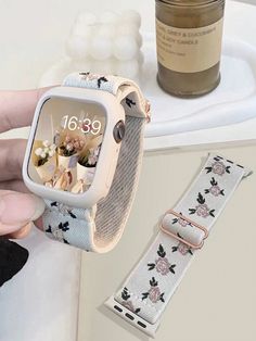 Apple Watch Band + Protective Case, 2pcs Sold Together. Summer 2024 New Arrival, Ultrathin Elastic Comfortable Breathable Adjustable Embroidered Rose Pattern Nylon Watchband And Hollow TPU Soft Material Protective Case Compatible With Apple Watch Ultra 2 1 SE S9/8/7/6/5/4/3/2/1 Series And Apple Watch Smartwatch 38/40/41mm 42/44/45/49mm, Women Watch Band Apple Watch Case 38mm,40mm,41mm,42mm,44mm,45mm,49mm,Series10-46mm,Series10-42mm    Polyamide  Watch Accessories   Watch Accessories & Tools, siz Iphone Watch Bands, Women's Watch Bands, Cute Watches, Iphone Watch, Bracelet Apple Watch, Apple Watch Case, Retro Flowers, Apple Watch Band, Apple Products