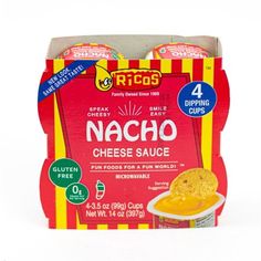 an unopened box of nacho cheese sauce on a white background with the lid open