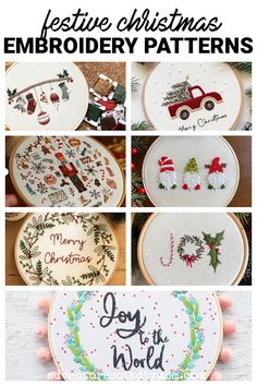 christmas embroidery patterns with the words festive christmas