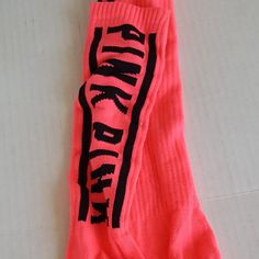 Victoria's Secret Pink Socks Os Bnwot 12" Heel To Top Pink Casual Socks For Winter, Pink Casual Winter Socks, Casual Pink Winter Socks, Sporty Pink Cotton Socks, Sporty Pink Sports Socks, Sporty Pink Socks For Sports, Pink Sports Socks, Trendy Pink Stretch Socks, Trendy Stretch Pink Socks