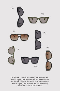 Passend zu den Sonnenbrillen Trends 2024: Unsere recycelten RE:SHADES. 7 verschiedene Modelle – von Retro zu Cat Eye ist für jeden etwas dabei. Glasses Photoshoot, Creative Sunglasses, Sunglasses Photography, Sunglasses Display, Funny Glasses, Funny Ads, Trends 2024, Goggles, Cat Eye