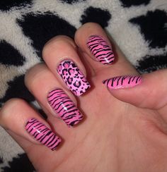 Early 2000s Nails, Monster High Nail Art, Scene Kid Nails, 2000s Nail Designs, Mcbling Nails, Trashy Y2k Nails, Scene Nails, Monster High Nails, Zebra Print Nails