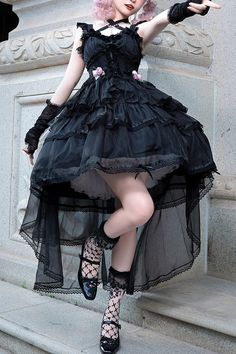 Fabric: Polyester Style types: Gothic Lolita Season: Spring, Summer, Autumn, Winter Include: Dress*1 + Tail*1 Size (IN) Bust Waist Length S 33.07 26.77 35.43 M 34.65 28.35 35.43 L 36.22 29.92 36.61 XL 37.80 31.50 36.61 Size (CM) Bust Waist Length S 84 68 90 M 88 72 90 L 92 76 93 XL 96 80 93 Goth Lolitas, Black Dress Aesthetic, Goth Prom, Purple And Black Dress, Gothic Dresses, Punk Style Outfits, Lehenga Designs Simple, Emo Dresses