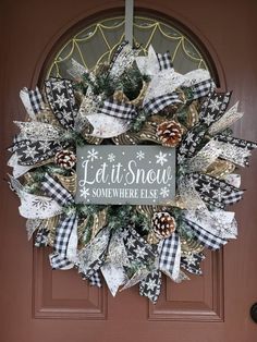 Winter wreath, Let it snow somewhere else, black and silver,  Christmas wreath, all winter wreath, January wreath Winter Front Porch Decor After Christmas, Winter Wreaths January, January Wreath Ideas, Frosted Christmas Wreath, January Wreath, Winter Wreaths For Front Door, Winter Wreath For Front Door, Winter Door Hanger, Snow Wreath