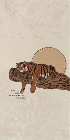 a drawing of a tiger resting on a tree branch