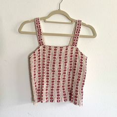 Super Cute Smocked Tank Top With A Square Neckline In Cream With Red Embroidery. -Never Worn -Perfect Condition -Smoke Free Home -Fast Shipping Casual Red Cotton Smocked Top, Red Cotton Top With Smocked Back, Red Cotton Tops With Smocked Bodice, Summer Embroidered Cotton Crochet Top, Embroidered Cotton Crochet Top, Red Smock Top For Summer, Bohemian Cotton Smocked Top For Summer, Casual Embroidered Crochet Top, Embroidered Cotton Smocked Top For Summer