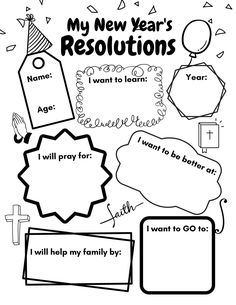 the new year's resolution worksheet for kids to practice their writing skills