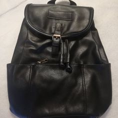 Backpack, Leather, Black, Brand New Black Leather Backpack For School With Zipper Closure, Casual Black Leather Backpack With Large Capacity, Black Satchel Backpack Casual Style, Casual Black Leather Backpack With Zipper Closure, Casual Black Leather Backpack With Zipper, Casual Black Satchel Backpack, Black Casual Leather Backpack For Everyday, Casual Black Leather Backpack For Everyday, Casual Black Leather Backpack