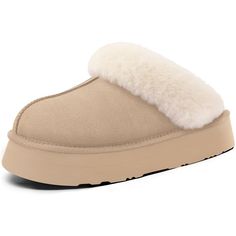 PRICES MAY VARY. WARM & COMFY: All-around fuzzy faux fur lining and breathable microsuede upper keep away from coldness and prevent sweat or odors. An extended plush wool-like fur collar wraps your feet in warmth, making these slippers luxurious and stylish. OUTDOOR & INDOOR: Latest Gen EVA foaming technology creates better flexibility, lightweight and anti-slip platform outsole, without any damage to the wood floor or noise to people, preventing indoor and outdoor slipping. COZY FOOTBED: Premium 80D memory foam cushions offer sustained support and marshmallow-like softness, fitting the contour of your feet. Enjoy the soft-wrapped slippers to soothe your tired foot after long work days. MACHINE WASHABLE: Our house shoes are easy to clean. Gentle machine wash cold and air dry flat. These ex Faux Fur Slippers With Round Toe For Winter, Faux Fur Round Toe Slippers For Winter, Faux Fur Round Toe Winter Slippers, Winter Faux Fur Slip-on Slippers, Winter Slip-on Slippers With Faux Fur Trim, Winter Faux Fur Slippers With Scuffs, Cozy Synthetic Slippers For Winter, Winter Indoor Slippers With Plush Lining, Comfortable Winter Slippers With Faux Fur Trim