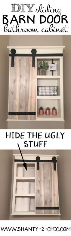 the instructions for how to build an easy diy barn door bookcase