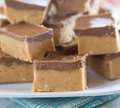 several pieces of peanut butter fudge on a plate