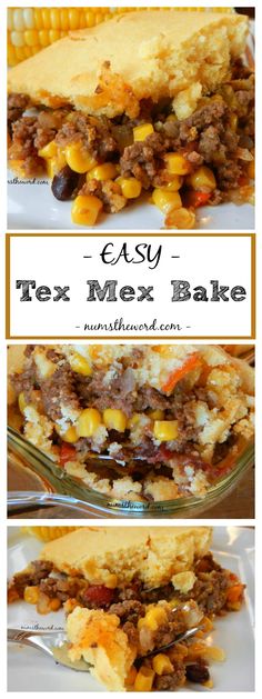 two pictures showing different types of tex mex bake