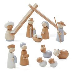 a nativity scene with figurines and decorations