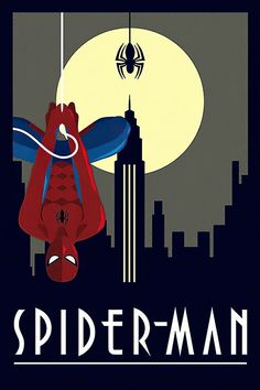 a spiderman movie poster with the city in the background