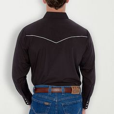 Work hard, play hard in this easy-care, Western-style shirt.Arc Rating Type: Not_applicableFeatures: PipedArc Thermal Performance Value (atpv): Not_applicableClosure Type: SnapFit: Classic FitIndustry: ConstructionNeckline: Collar NeckPockets: 2 Chest Snap PocketsSleeve Length: Long SleeveFiber Content: 65% Polyester, 35% CottonFabric Description: WovenCollar: Point CollarCare: Machine WashCountry of Origin: Imported Work Hard Play Hard, Play Hard, Ely, Western Fashion, Work Hard, Black Shirt, Shirts Tops, Button Downs, Button Down Shirt