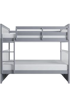 the bunk bed is made from wood and has two ladders on each side, one with