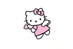 a hello kitty wallpaper with an angel holding a heart shaped object in her hands