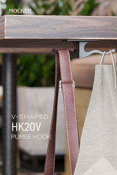 Add a purse hook to your tables to take the dining epxerience to another level. The two grooves make for a beautiful and convenient way to stow away your bags. Purse Hook, Personal Belongings, Shopping Bags, V Shape, You Bag, Two By Two, Purse