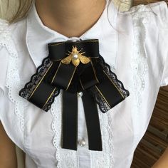 Black bow brooch tie for women. Bow Tie Women, Tie Brooch, Burgundy Bow Tie, Tie For Women, Bow Brooch, Black Bow Tie, Brooches Handmade, Blue Bow, Halloween Women