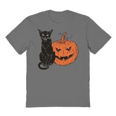 Spooky season is here with this Men's Halloween Cat Pumpkin Halloween Graphic Tee. SETUP INFORMATION Halloween Cat PumpkinFEATURES Crewneck Spread your Halloween excitement with this graphic tee! Short sleeveFABRIC & CARE Cotton Machine wash Imported No Balue Color: Charcoal. Gender: male. Age Group: adult. Spooky Halloween T-shirt With Cat Design, Spooky Cat Design T-shirt For Fall, Halloween Graphic Tee With Cat Design, Halloween Cat Print Crew Neck T-shirt, Halloween Cat Print Graphic Tee, Halloween Cat Design Graphic Tee, Halloween Graphic Tees, Halloween Graphic, Cat Pumpkin