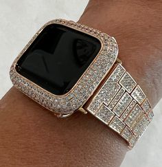 Pave Apple Watch Band Women 38 40 41 42 44 45 49mm Ultra Swarovski Crystals Rose Gold & or Apple Watch Cover Lab Diamond Bezel Iwatch Candy Apple Watch Cover, Apple Watch Band Women, Bezel Band, Apple Watch Bands Women, Rose Gold Apple Watch, Gold Apple Watch, Bracelet Apple Watch, Ceramic Watch, Gold Apple