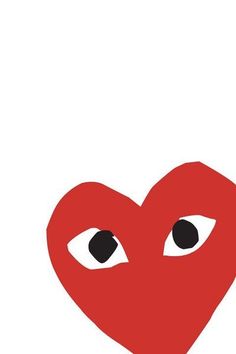 a red heart with two eyes on the front and back side, against a white background