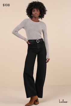 With a flattering high-rise and an ultra wide-leg design, the Levi's Ribcage Black Wide-Leg High-Waisted Denim Jeans are sure to be your favorite new jeans! Sturdy cotton denim (in Levi's Rosie Posie wash) shapes a high waist, belt loops, a five-pocket cut, and a hidden zip fly with a top button closure. Wide legs finish at full-length hems. Fit: This garment fits true to size. Length: Floor length. Size 28 Inseam: 32.00 Front Rise: 11.75 Waist: Fitted - very fitted at natural waist. Hip: Fitted Levi's Ribcage, Rosie Posie, Levis Ribcage, Ultra Wide, Hot Iron, Leg Design, Rib Cage, Wide Legs, High Waisted Denim