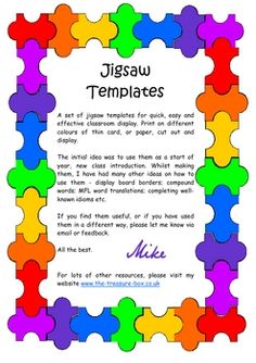 a colorful frame with the words jigsaw templates