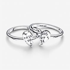 The Stranger Things Friends Don't Lie Splittable Ring is crafted from sterling silver and features a heart motif that splits to reveal the engraving "FRIENDS DON'T LIE." Perfect for everyday styling, its beaded design channels retro friendship bracelets. Wear it solo or share it with your best friend to symbolize your unbreakable bond. - Pandora Stranger Things Friends Don't Lie Splittable Ring - Sterling silver - Sz. 7.5 Meaningful Silver Rings For Valentine's Day, Silver Hand Stamped Rings For Mother's Day, Silver Engraved Open Heart Ring, Silver Open Heart Ring Engraved, Silver Engraved Open Ring For Mother's Day, Mother's Day Silver Engraved Open Ring, Meaningful Engraved Silver Rings, Adjustable Silver Engraved Ring For Valentine's Day, Sterling Silver Engraved Ring For Valentine's Day Promise