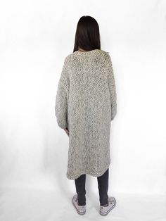 "Plus Size Sweater Coat, Long Knit Cardigan, Chunky Knit Cardigan Knit cardigan Plus size sweater Loose sweater Oversized Hand knitted sweater Grey cardigan Long sweater coat Wool sweater Womens sweaters Measurements: XS (US 0-2; UK 4-6; EU 32-34) shoulder width - 35 cm (13.7\") length - 85 cm ( 33.5\" ) sleeve length from shoulder - 56 cm ( 22\" ) bust - 82 cm ( 32.2\" ) hip - 88 cm ( 34.6\" ) S (US 4-6; UK 8-10; EU 34-36) shoulder width - 37 cm (14.5\") length - 85 cm ( 33.5\" ) sleeve length Long Gray Knitted Sweater Coat, Gray Long Knitted Sweater Coat, Oversized Knitted Gray Cardigan, Oversized Gray Knitted Cardigan, Oversized Gray Knitted Sweater Coat, Cozy Gray Knitted Cardigan, Oversized Knitted Cardigan For Layering, Long Knitted Cardigan For Layering, Long Chunky Knit Cardigan For Layering